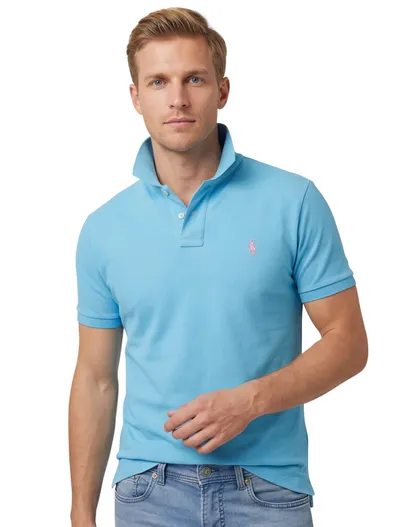 Polo Ralph Lauren Polo Ralph Lauren polo 2 knoops slim fit lichtblauw