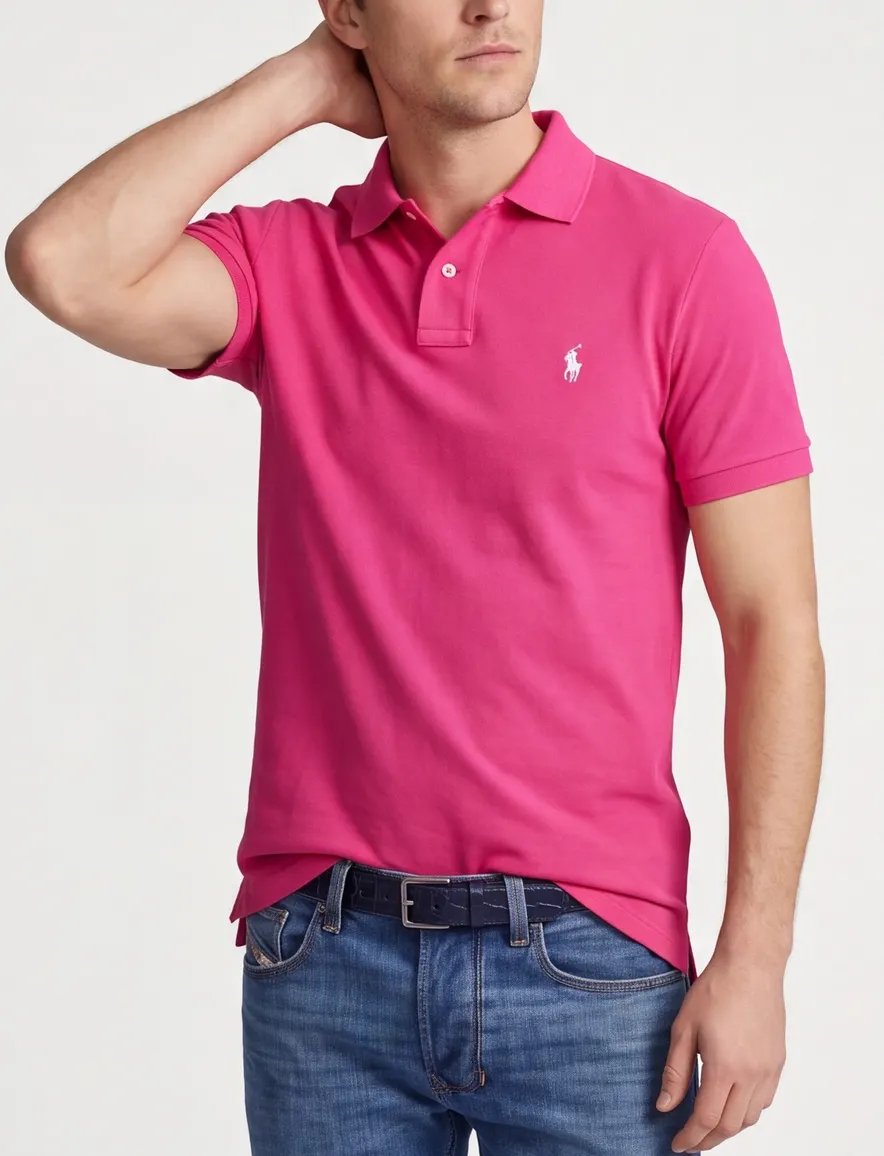 poloshirt korte mouw roze Polo Ralph Lauren Slim Fit