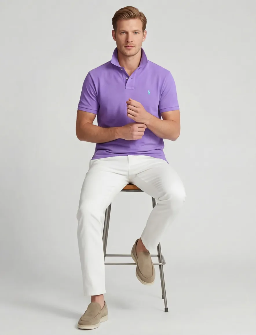 Polo Ralph Lauren polo Slim Fit lila effen katoen