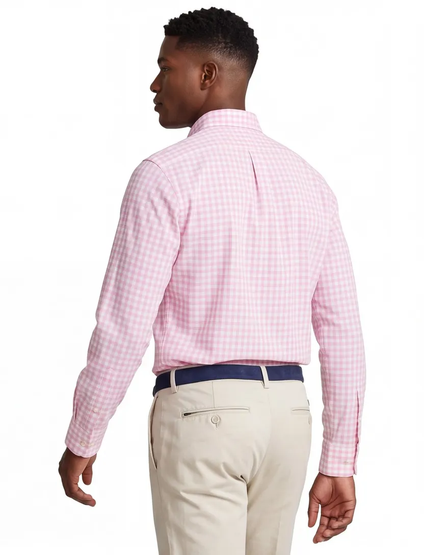 Polo Ralph Lauren casual overhemd Slim Fit lichtroze geruit katoen