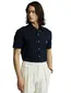 Polo Ralph Lauren casual overhemd korte mouw donkerblauw uni katoen normale fit