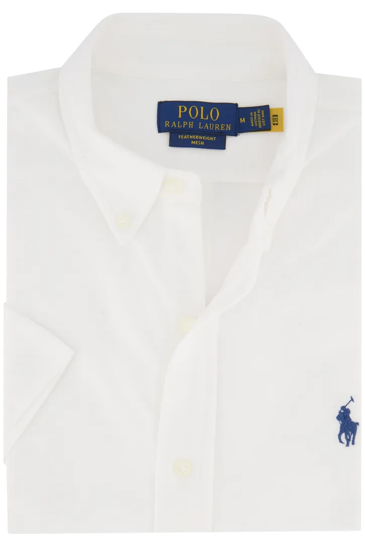 Polo Ralph Lauren casual overhemd korte mouwen wit effen katoen normale fit