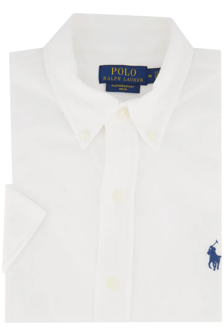 Polo Ralph Lauren casual overhemd korte mouwen wit effen katoen normale fit