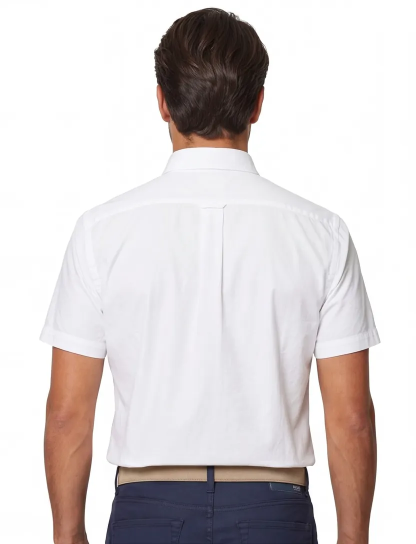 Polo Ralph Lauren overhemd korte mouw normale fit wit effen katoen