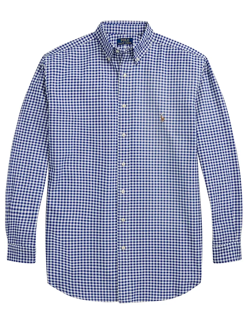 Polo Ralph Lauren Big & Tall overhemd normale fit blauw geruit katoen met logo
