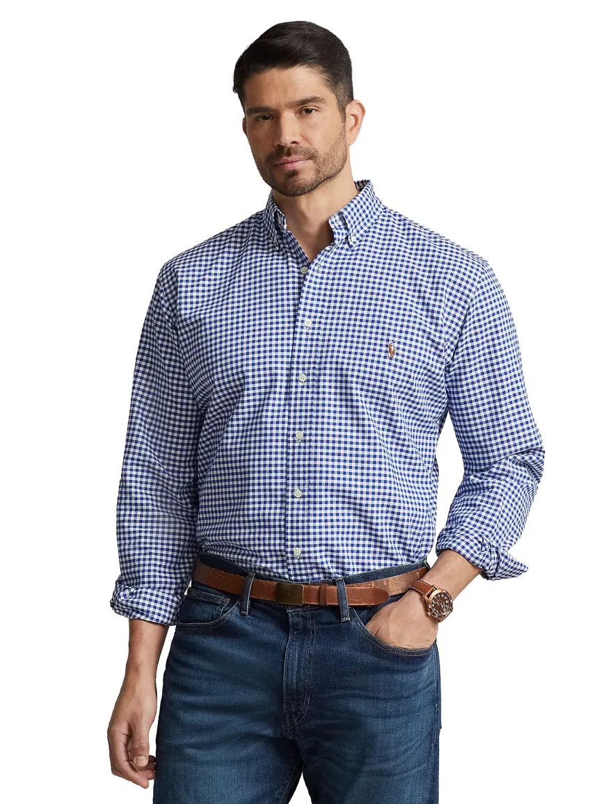 Polo Ralph Lauren Big & Tall overhemd blauw/ wit geruit button-down
