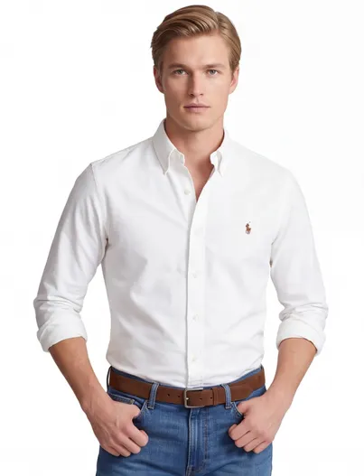 Polo Ralph Lauren Polo Ralph Lauren Big & Tall overhemd normale fit wit effen 100% katoen