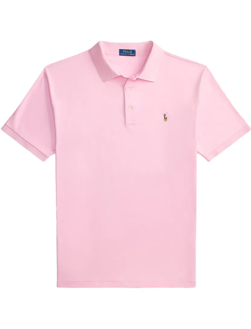 Polo Ralph Lauren polo normale fit roze effen katoen 3-knoops