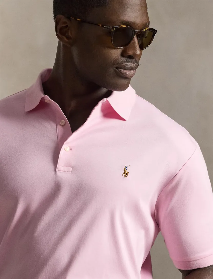 Polo Ralph Lauren polo normale fit roze effen katoen 3-knoops