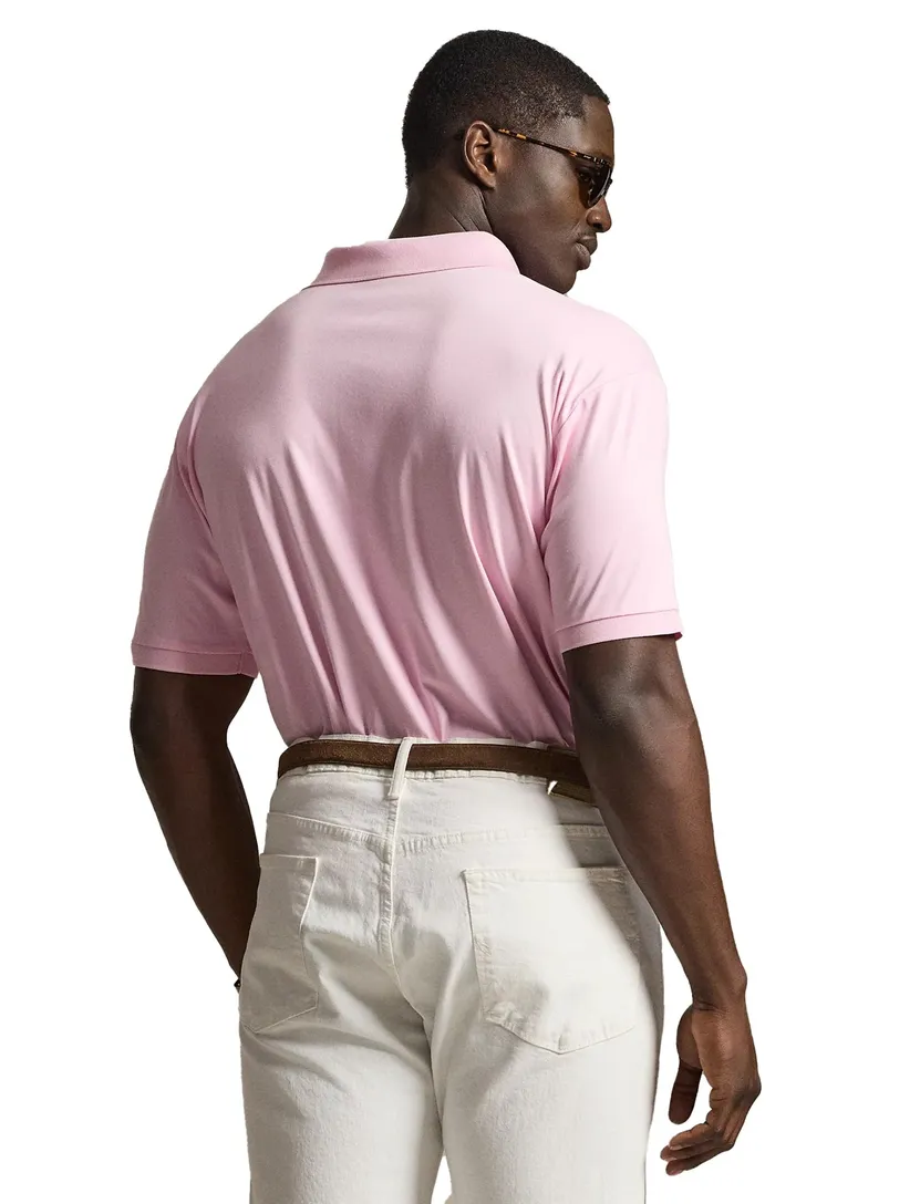 Polo Ralph Lauren polo normale fit roze effen katoen 3-knoops
