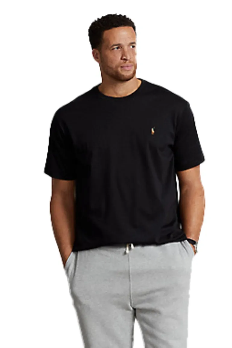 Big & Tall Polo Ralph Lauren t-shirt zwart effen ronde hals logo korte mouwen
