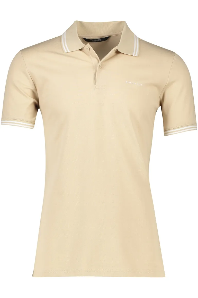 Airforce polo double stripe slim fit effen beige