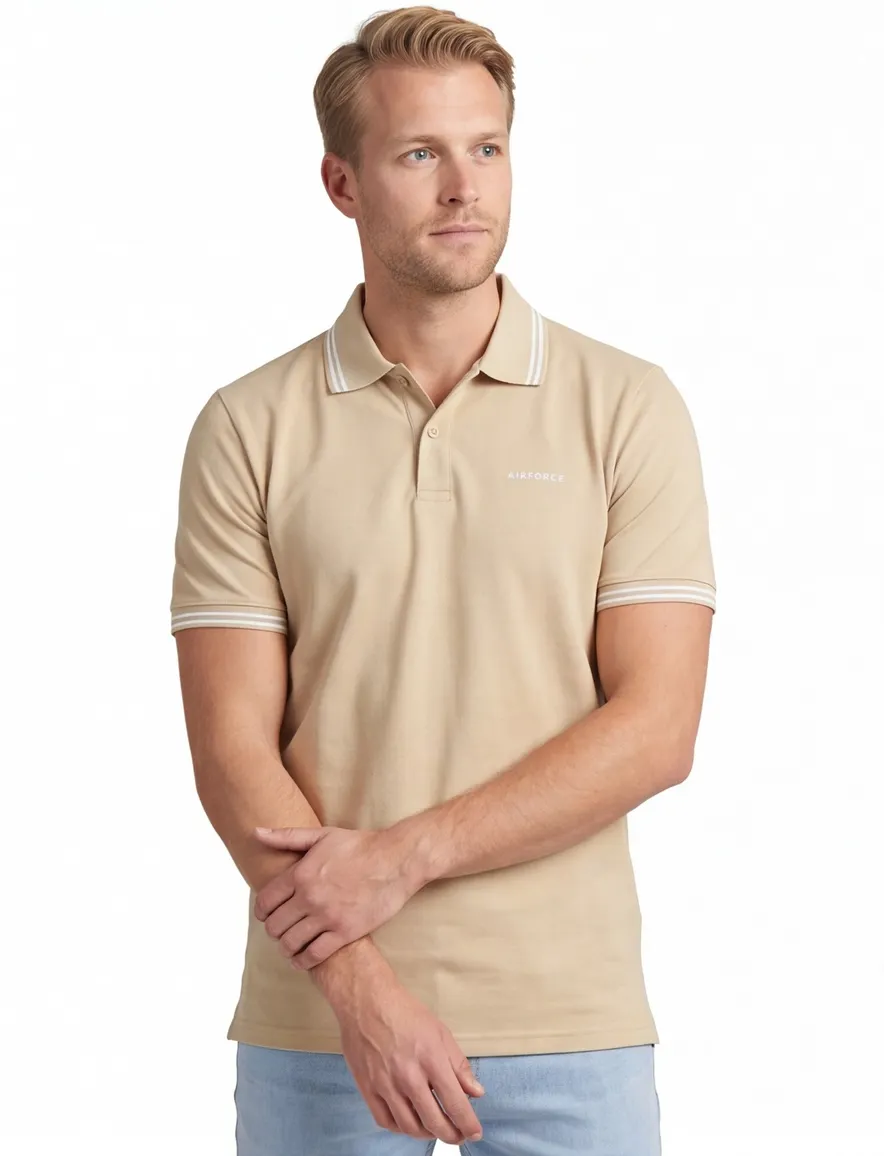 Airforce polo double stripe beige