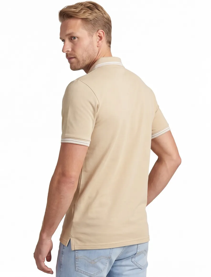 Airforce polo double stripe slim fit effen beige
