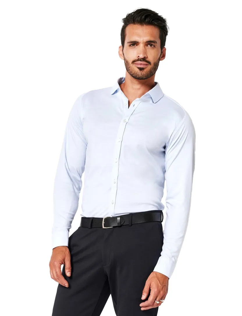 Desoto overhemd business lichtblauw effen katoen slim fit