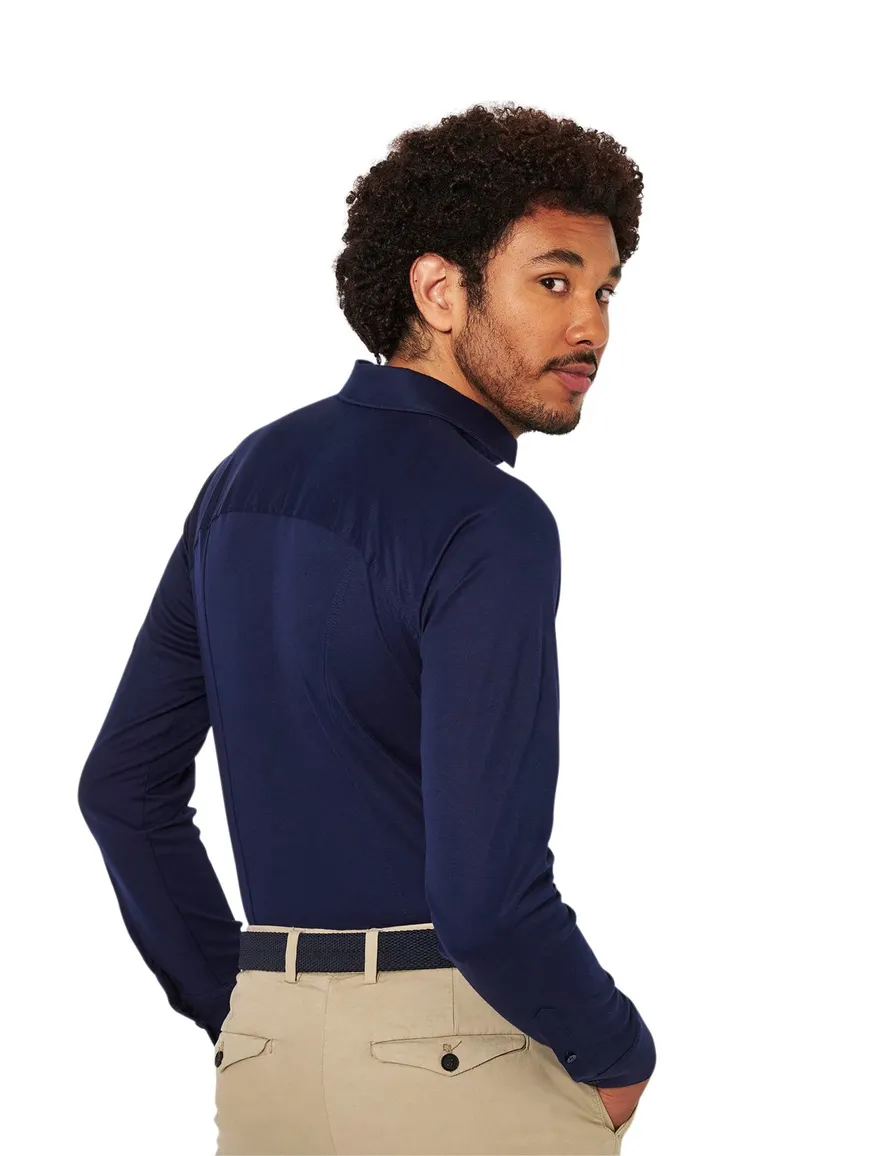 business overhemd Desoto donkerblauw effen katoen slim fit