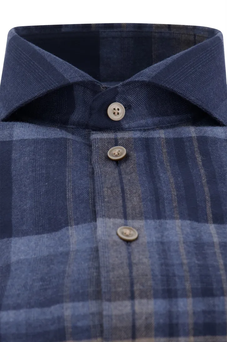 John Miller business overhemd John Miller Tailored Fit normale fit donkerblauw geruit katoen
