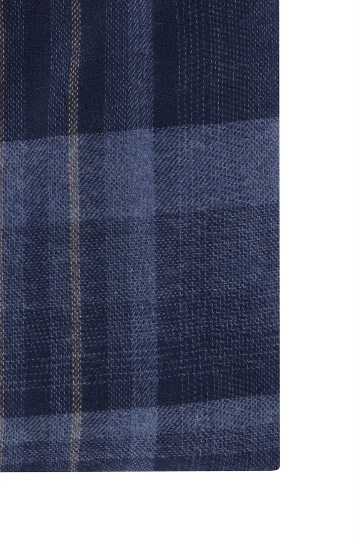 John Miller business overhemd John Miller Tailored Fit normale fit donkerblauw geruit katoen