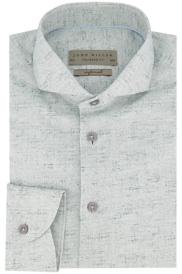 John Miller business overhemd John Miller Tailored Fit normale fit groen geprint katoen
