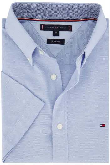 Tommy Hilfiger Overhemd Tommy Hilfiger casual korte mouw normale fit blauw effen