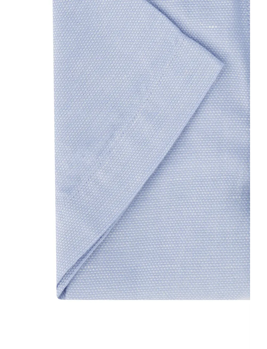 Effen blauw Tommy Hilfiger casual overhemd korte mouw normale fit