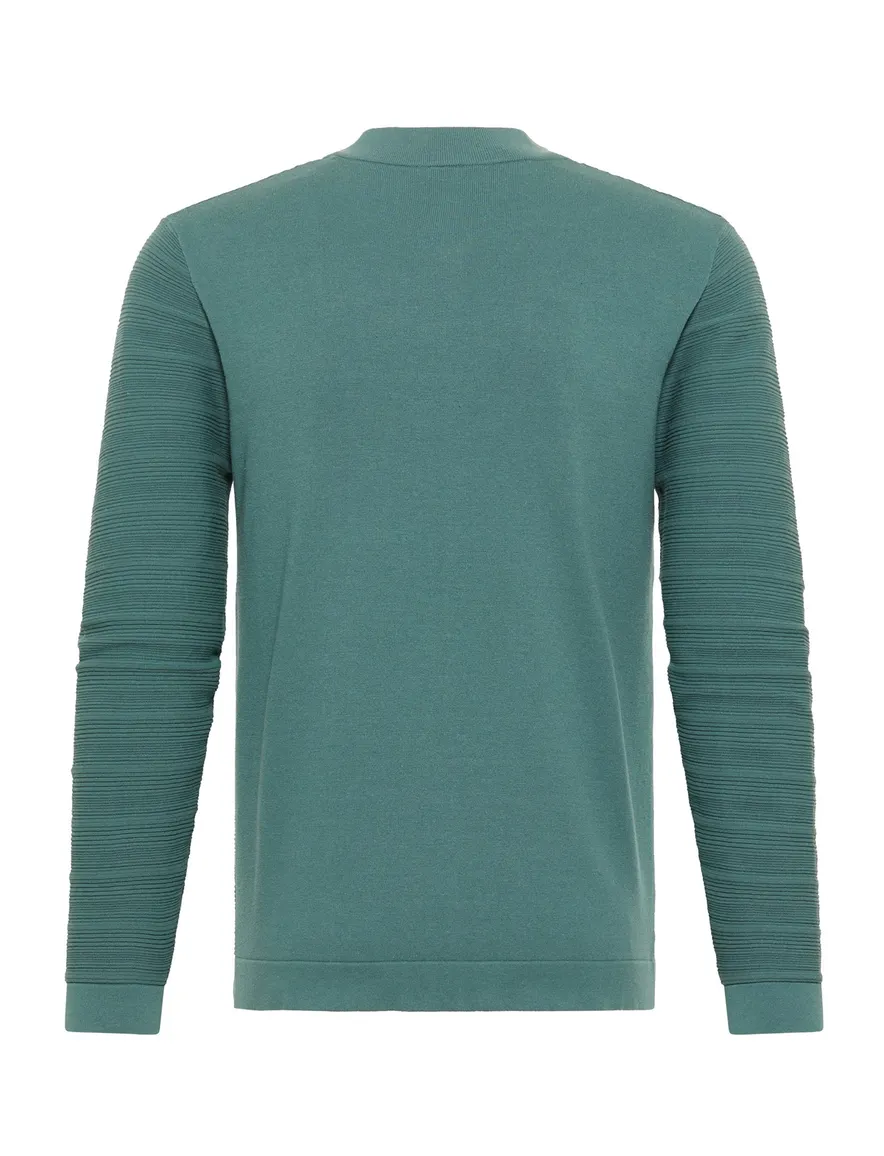 vest Blue Industry groen effen katoen opstaande kraag rits