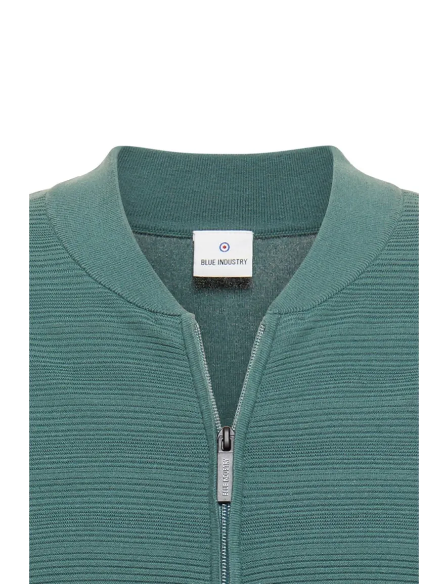 vest Blue Industry groen effen katoen opstaande kraag rits