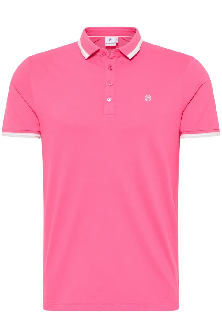 Blue Industry polo roze 4 knoops effen katoen slim fit
