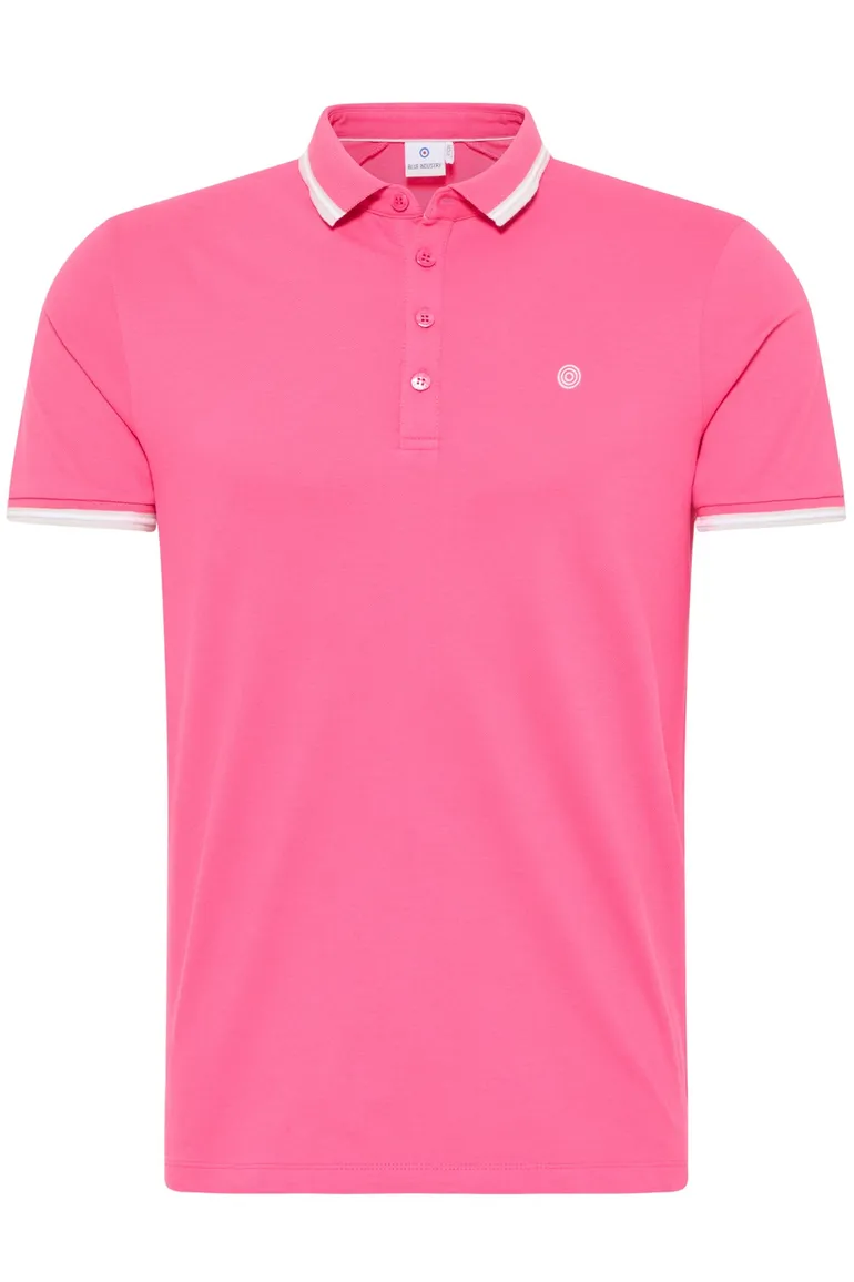 polo Blue Industry roze effen katoen slim fit