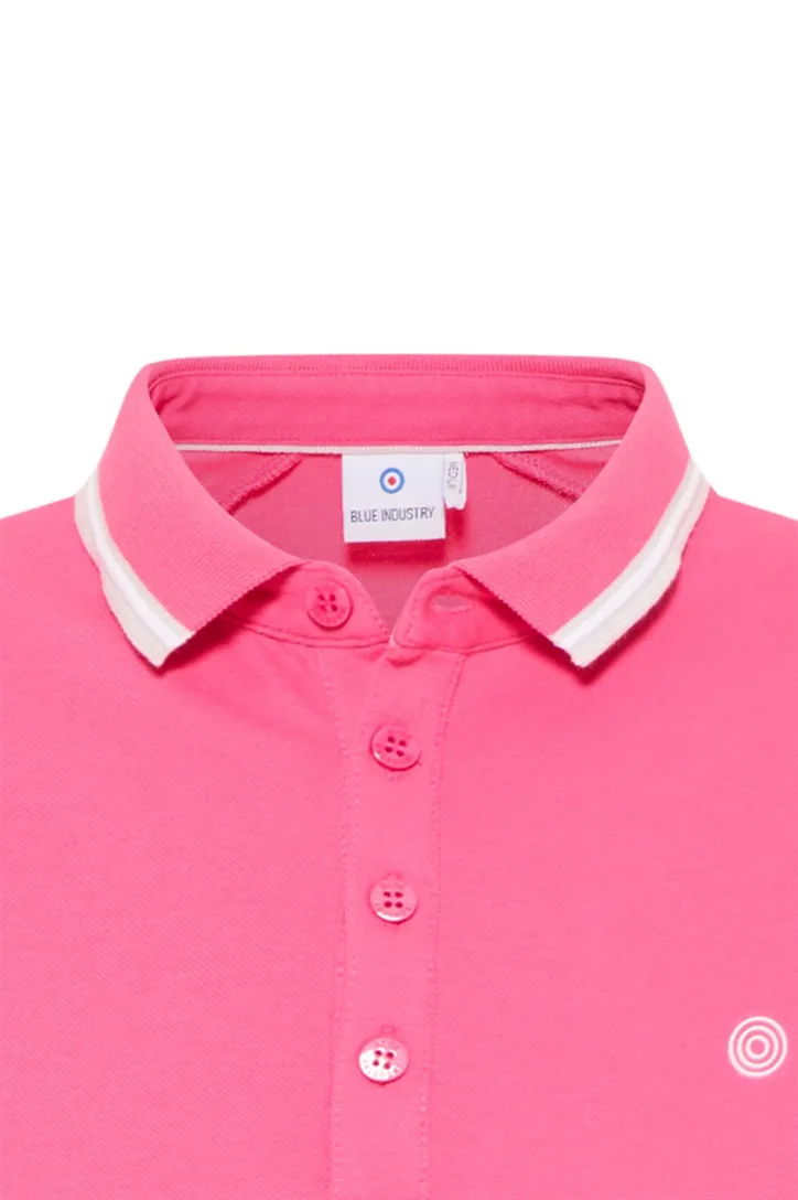 Blue Industry polo roze 4 knoops effen katoen slim fit
