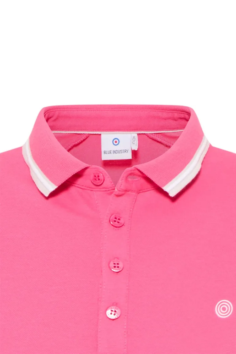 polo Blue Industry roze effen katoen slim fit
