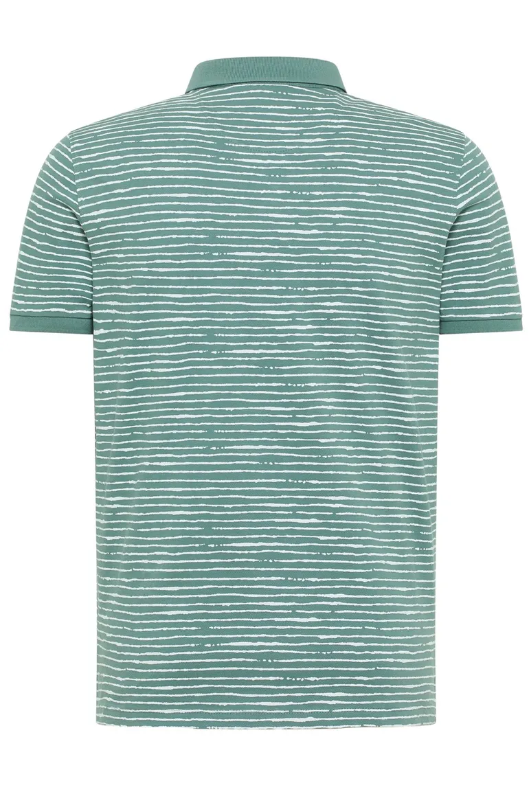 polo Blue Industry groen gestreept katoen slim fit