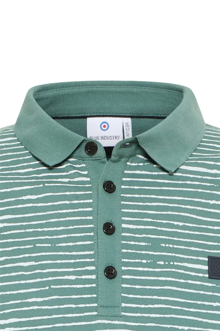 polo Blue Industry groen gestreept katoen slim fit