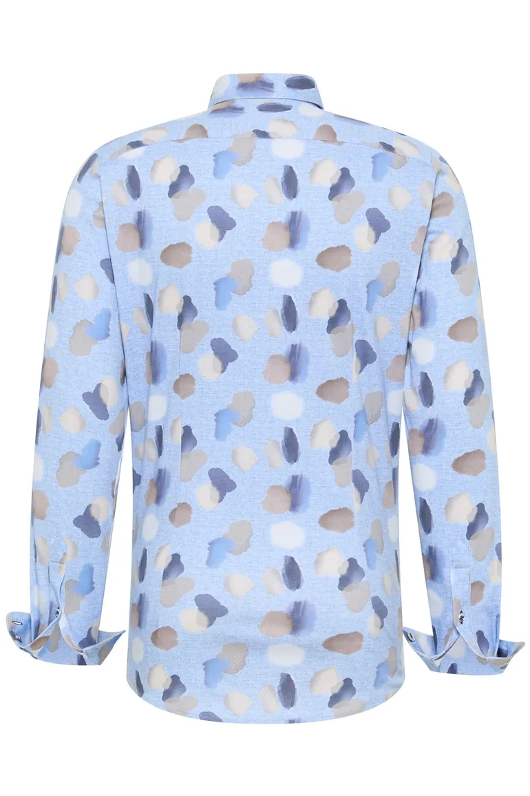 casual overhemd Blue Industry lichtblauw geprint katoen slim fit