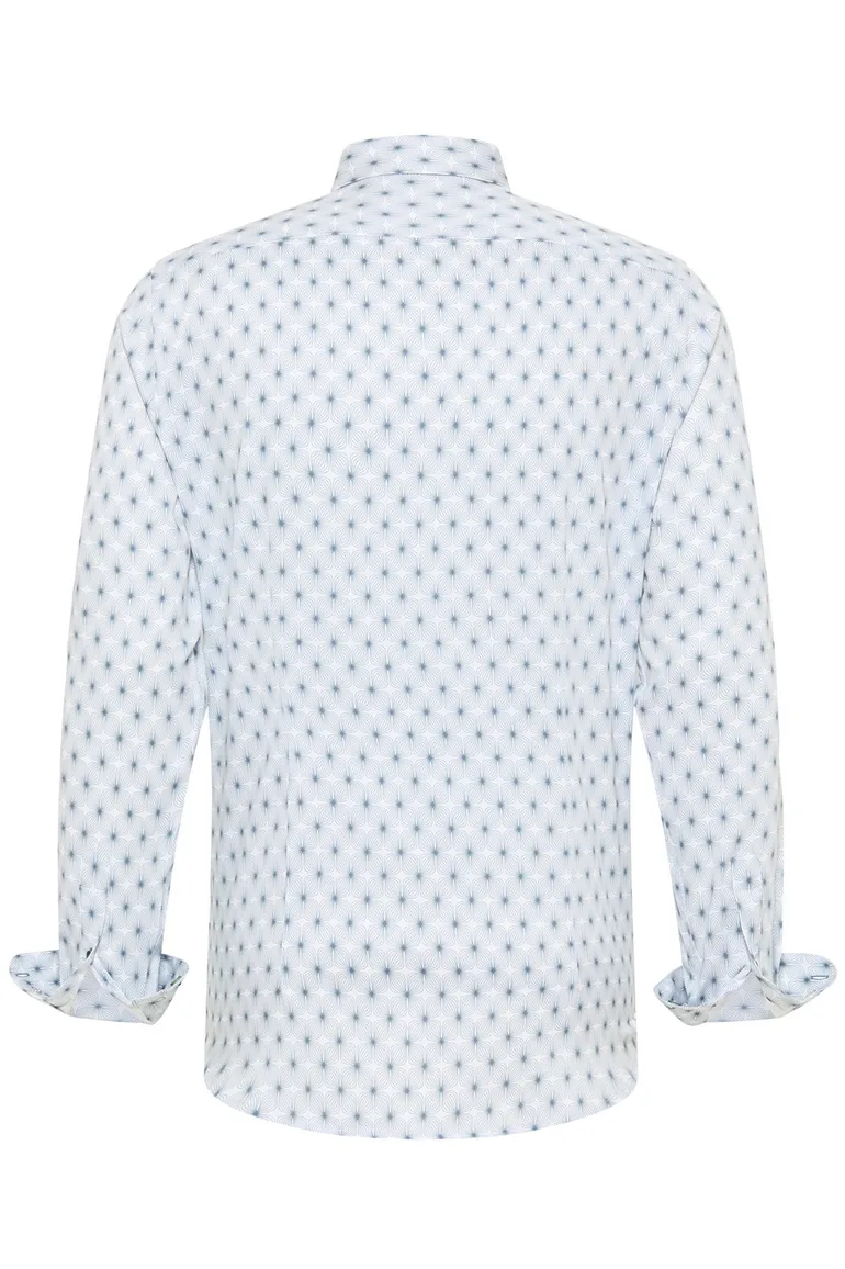 casual overhemd Blue Industry lichtblauw geprint katoen slim fit