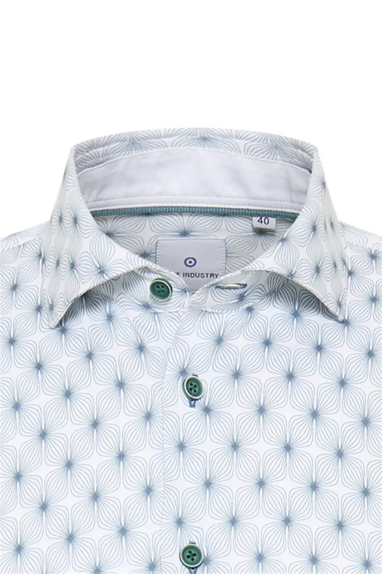 casual overhemd Blue Industry lichtblauw geprint katoen slim fit
