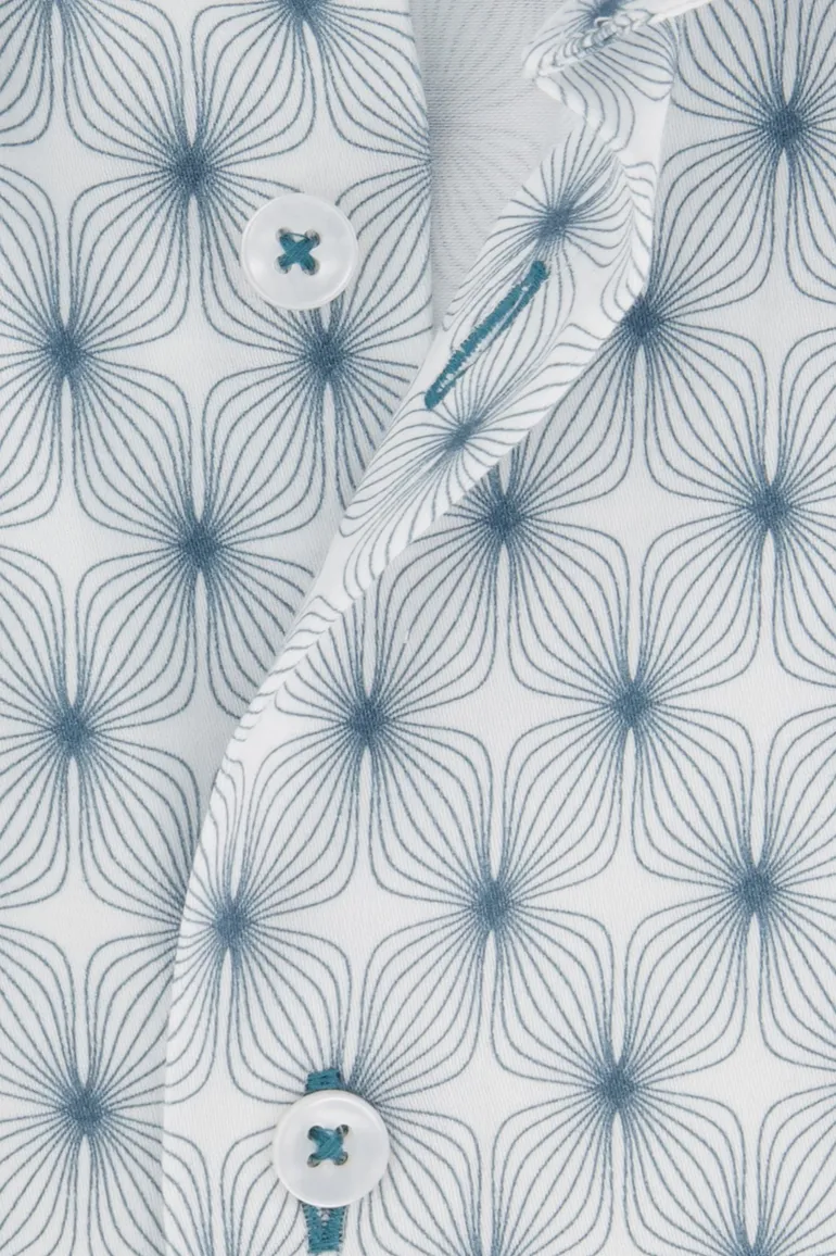 casual overhemd Blue Industry lichtblauw geprint katoen slim fit