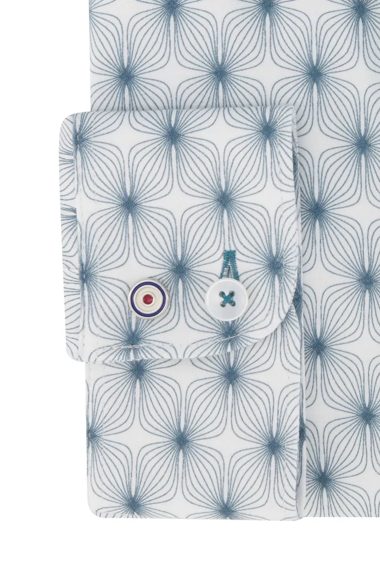 casual overhemd Blue Industry lichtblauw geprint katoen slim fit