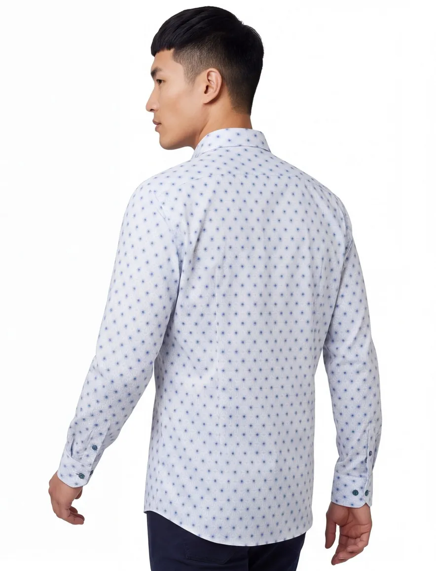 Blue Industry overhemd slim fit lichtblauw geprint