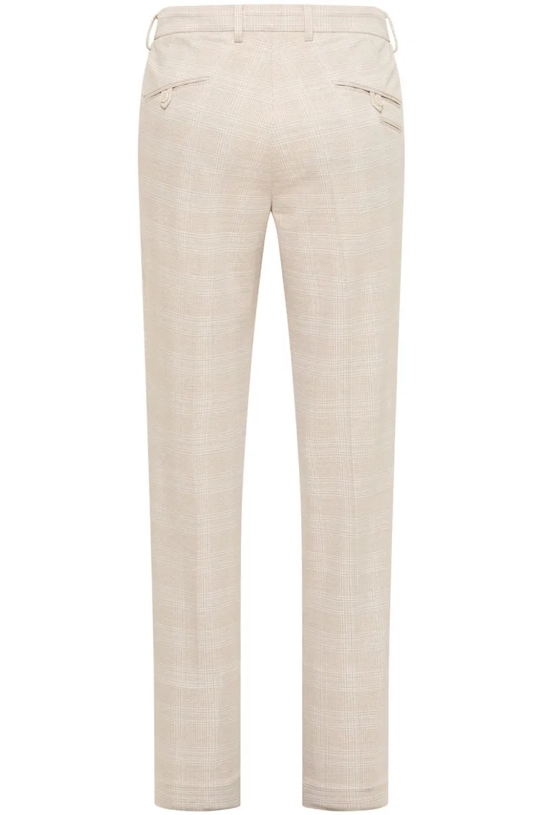 pantalon mix en match Blue Industry beige geruit slim fit
