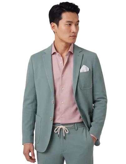 Blue Industry Blue Industry colbert mix & match turquoise borstzak effen katoen slim fit