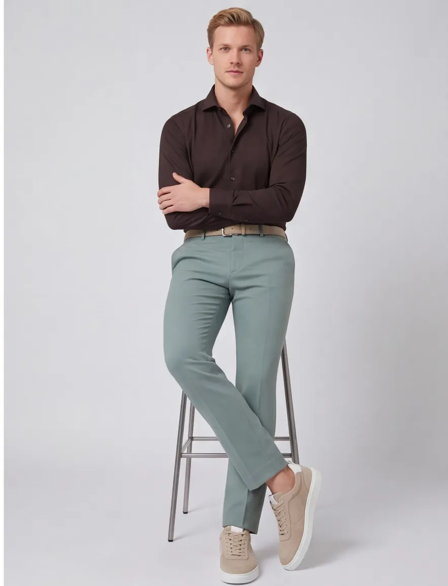 Blue Industry chino blauw effen slim fit mix en match