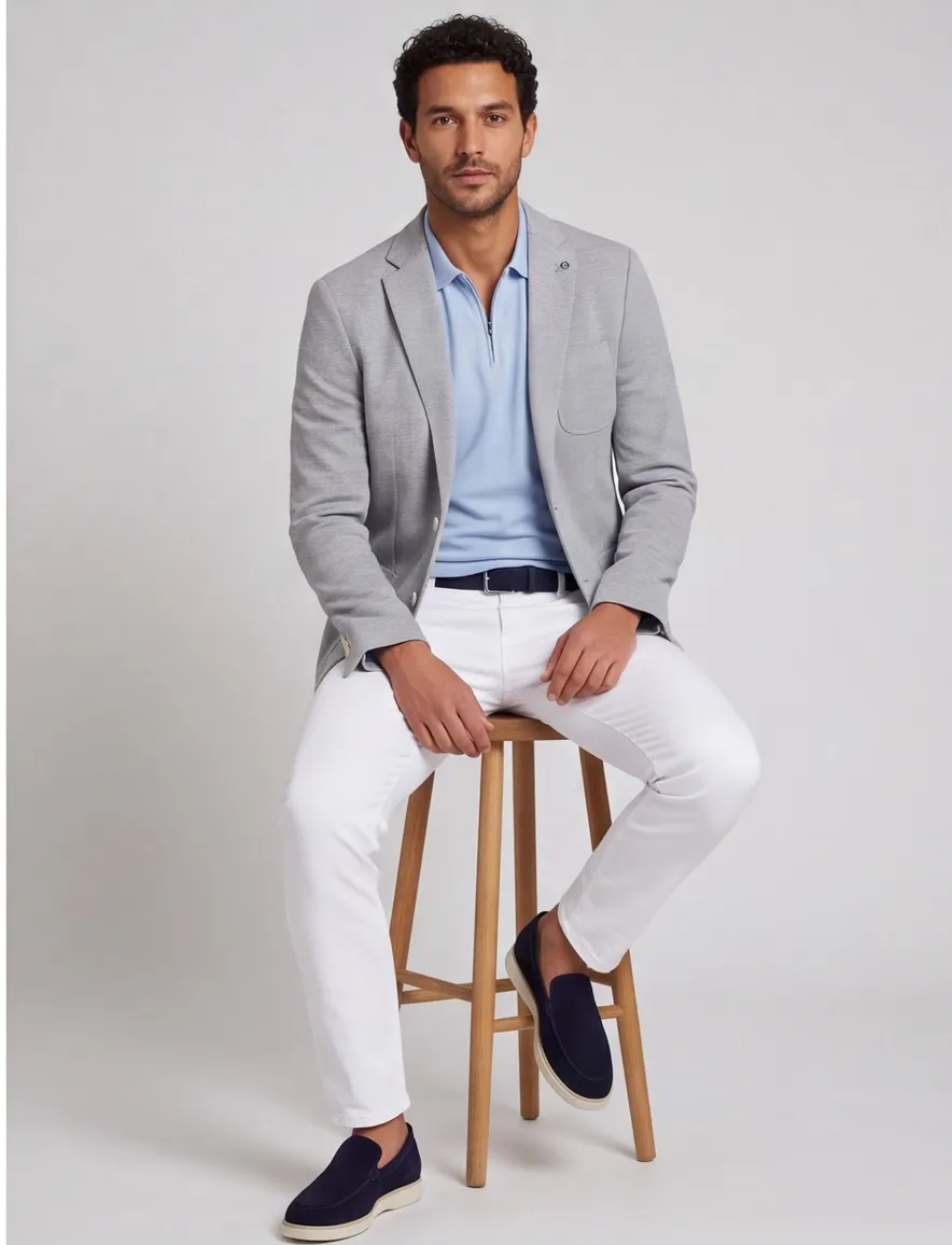 Blue Industry colbert lichtgroen effen slim fit zakken