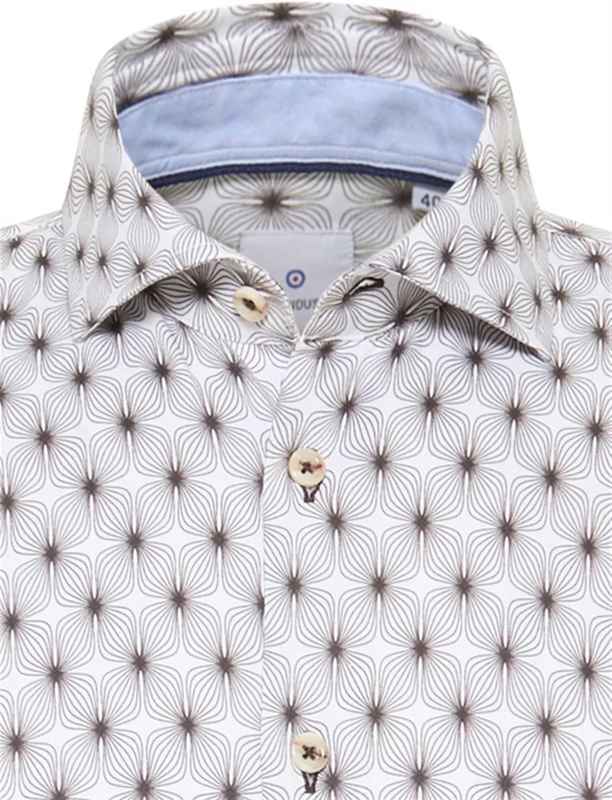 Blue Industry casual overhemd slim fit bruin bloemen print katoen
