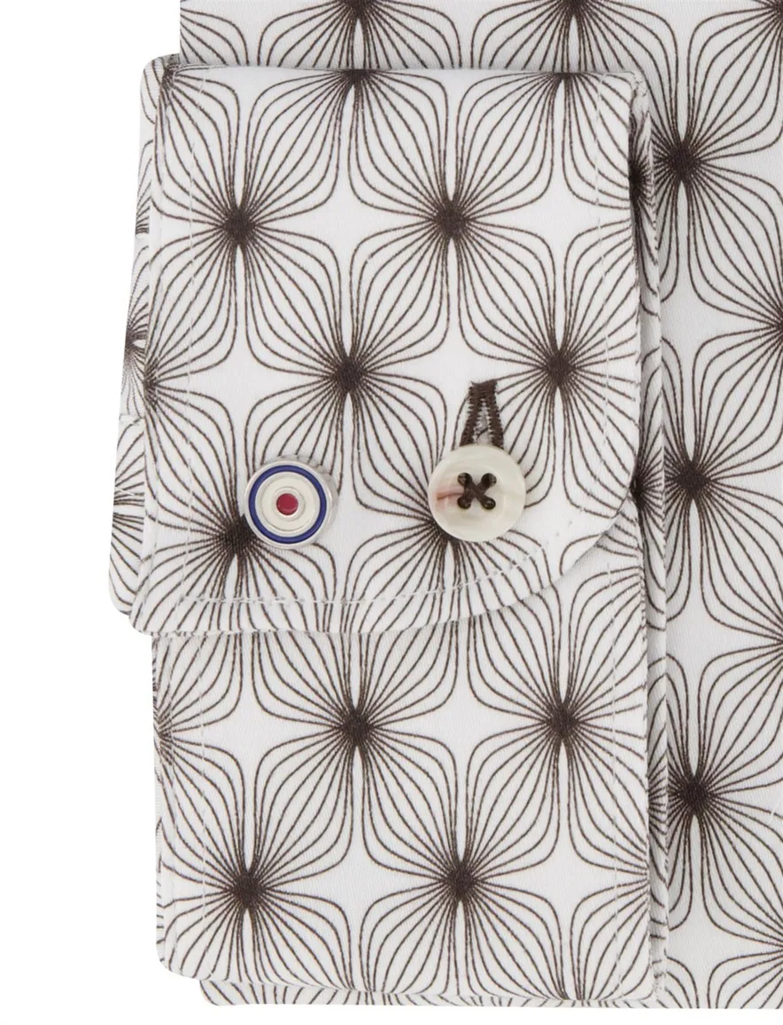 casual overhemd Blue Industry bruin geprint katoen slim fit