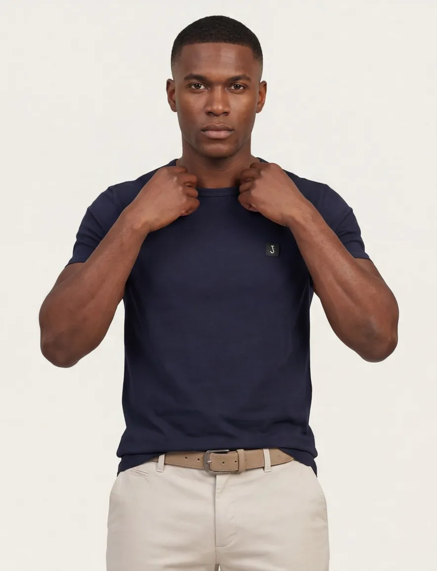 Butcher of Blue t-shirt donkerblauw effen 100% katoen