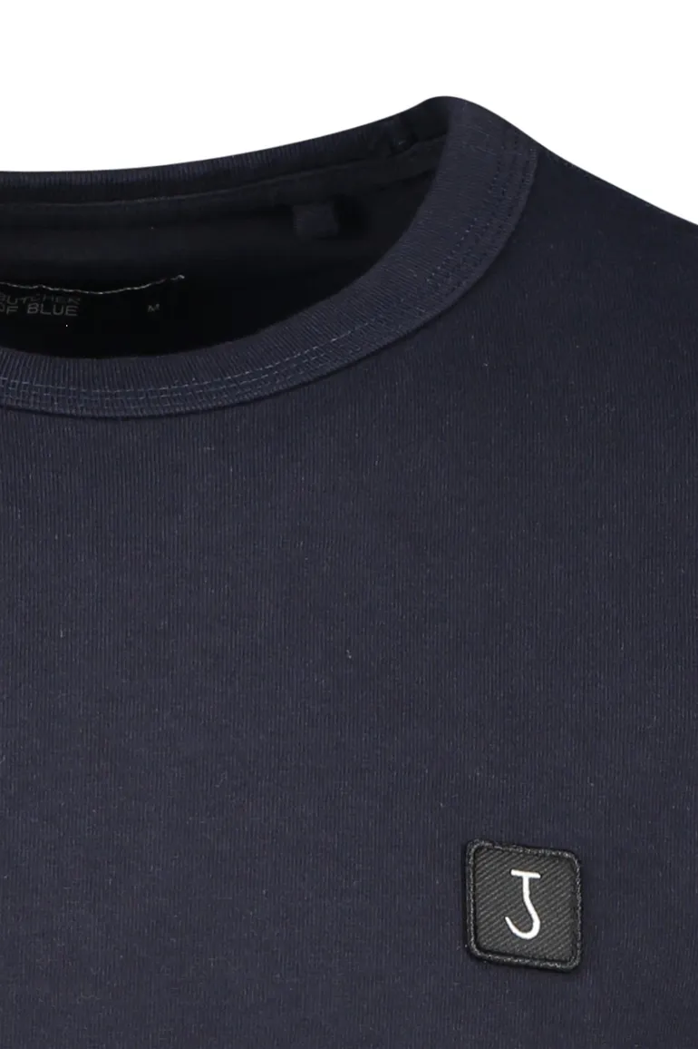 Butcher of Blue t-shirt donkerblauw effen 100% katoen