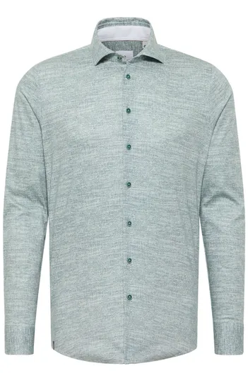Blue Industry Blue Industry casual overhemd slim fit groen semi-wide spread boord