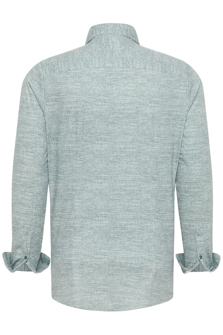 Blue Industry casual overhemd semi-wide spread boord groen katoen slim fit