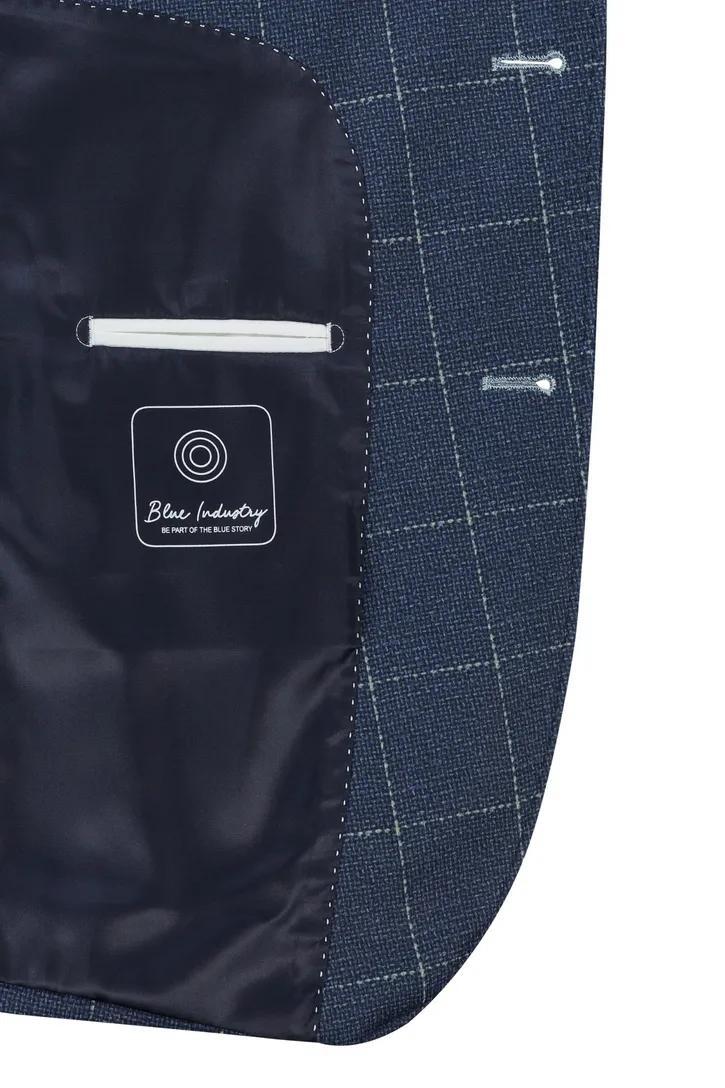Blue Industry colbert blauw geruit